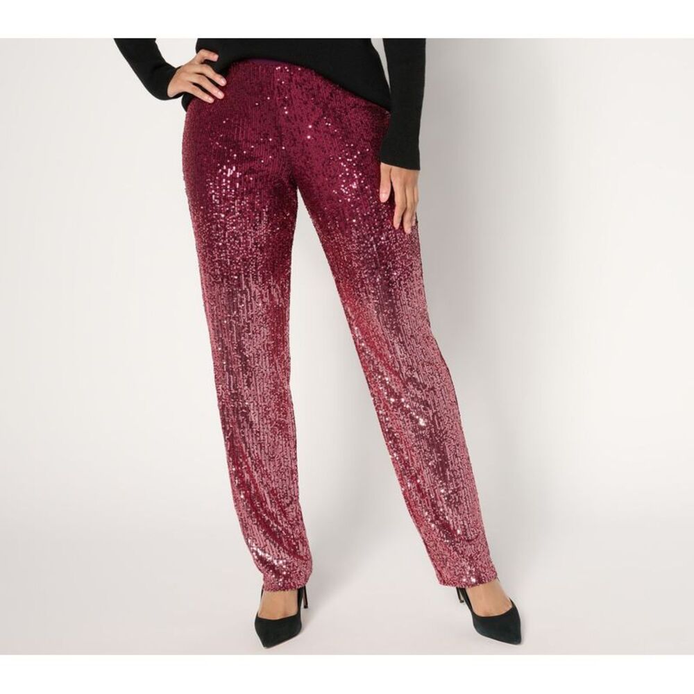 Splendid Women's Pants Sz XL Occasions Ombre Sequin Pull On Red A672489